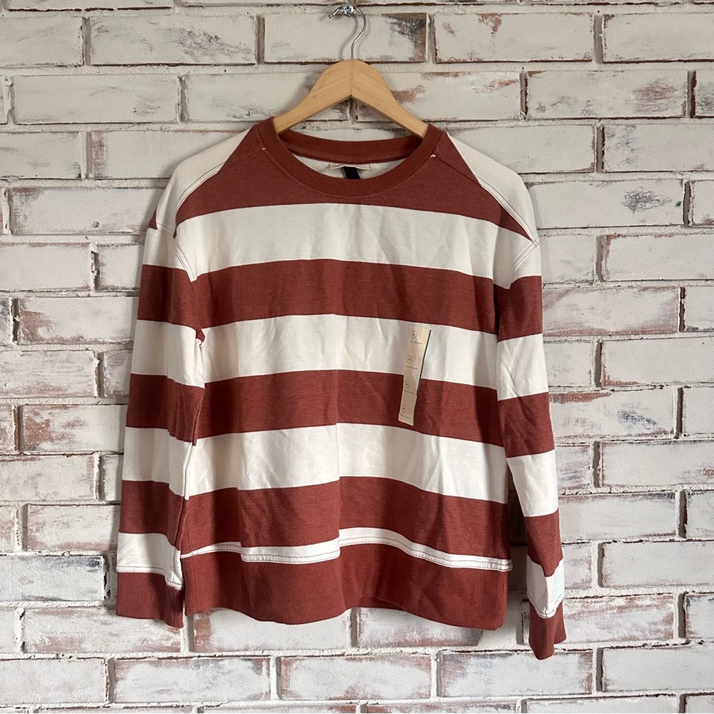 Universal Thread brown white stripe crew sweatshirt